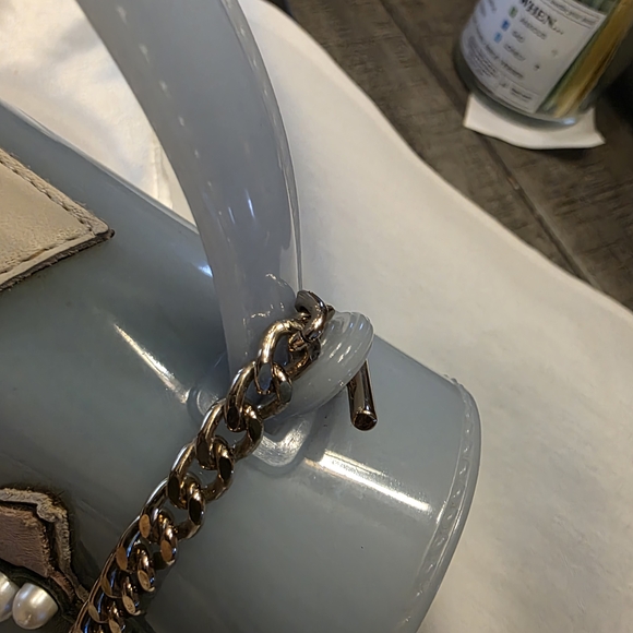 Furla Blue Mini Jelly Top-Handle Bag with Pearl Butterfly Detail - Picture 11 of 16